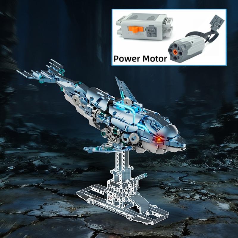 NEW Mechanical Blue Dolphin Building Blocks, 888pcs Technical Ocean Animal,Gear Linkage, Desktop Decor Gift