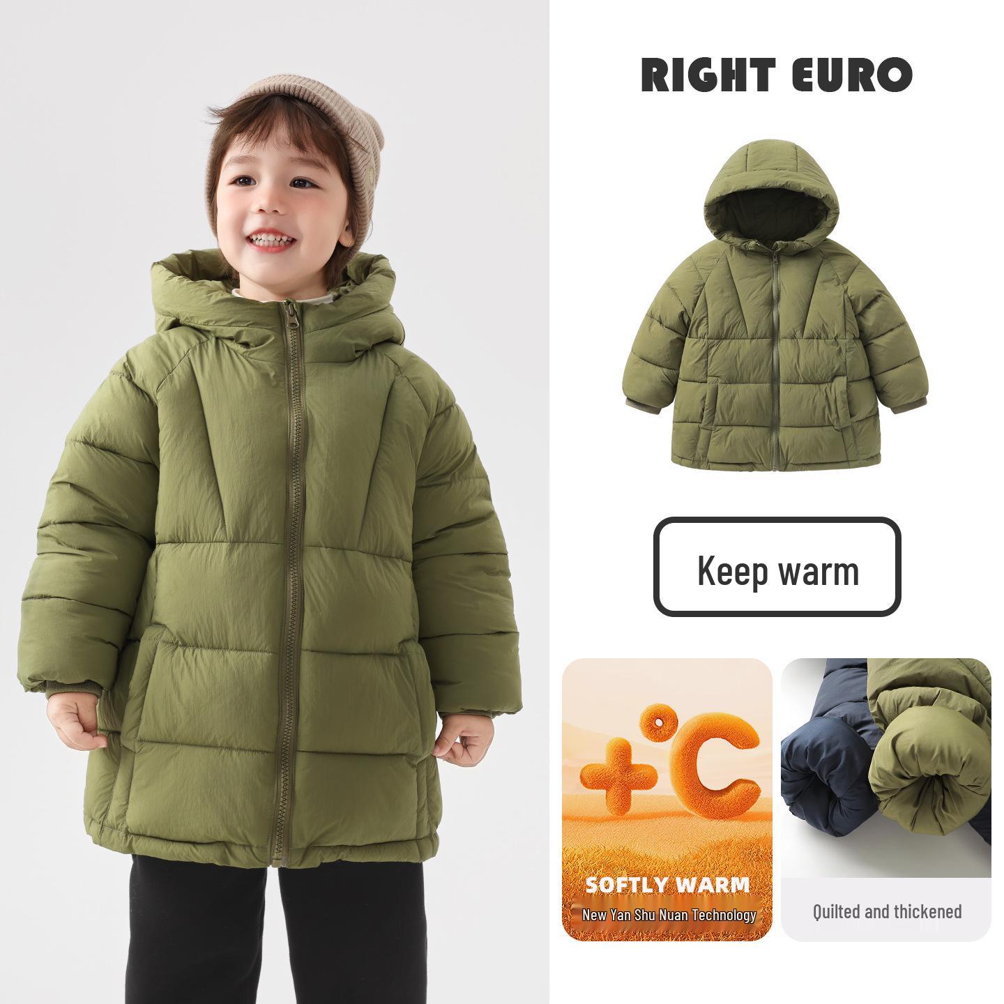 

European Boys Hooded Winter Cotton Jacket - 2025 New Warm Toddler & Children s Coat 90 cm