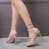 Fashion Luxury Rhinestones Snake Coiled Stiletto Heeled Women Gladiator Sandals 2024 Summer Silver Sole High Heels Banquet Wedding Shoes
