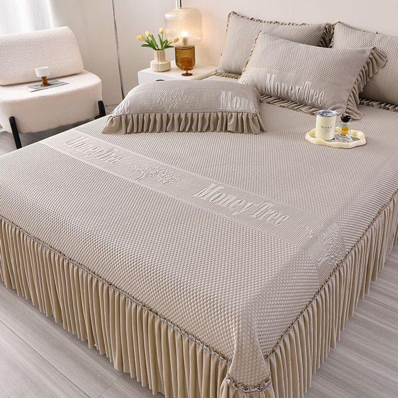 Machine Washable Summer Ice Silk Bed Skirt Cooling Mat Set