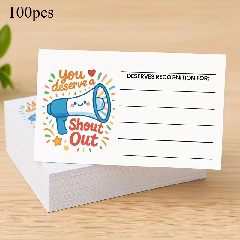 100pcs Positive Encouragement Cards for Teachers And Staff Colorful Motivational Thank You And Recognition  You Deserve It!