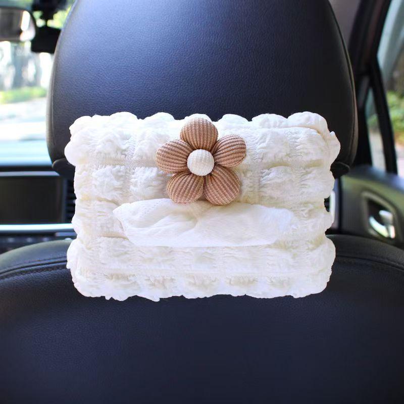 Cute Floral Car Tissue Box - Creative Hanging Pull-out Tissue Storage for Car Interior Decoration