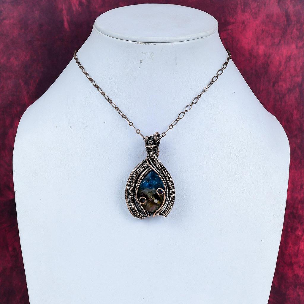 Copper watermelon tourmaline pendant copper wire wrapped gemstone pendant copper jewelry handmade pendant wire weaving jewelry wedding gifts
