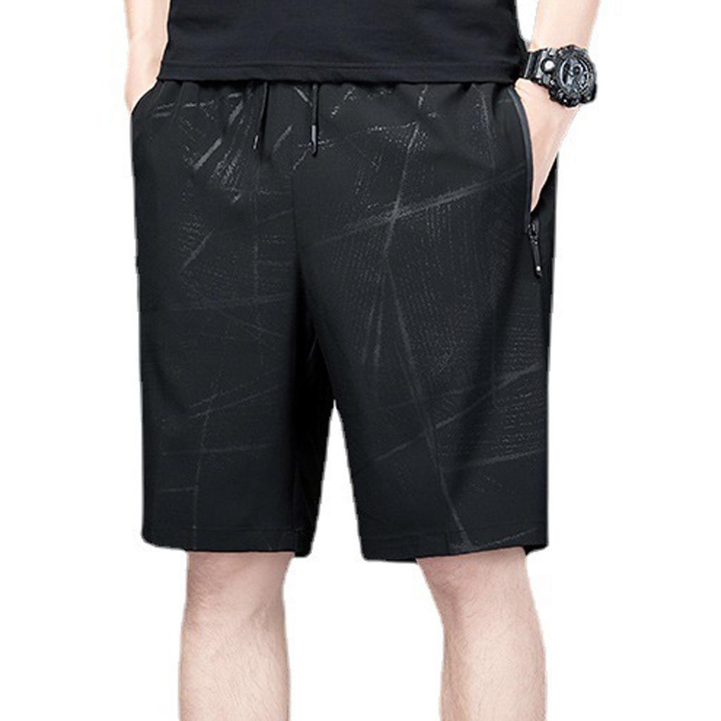 Men Summer Ice Silk Quick-Drying Elastic Sports Leisure Plus Size Beach Shorts