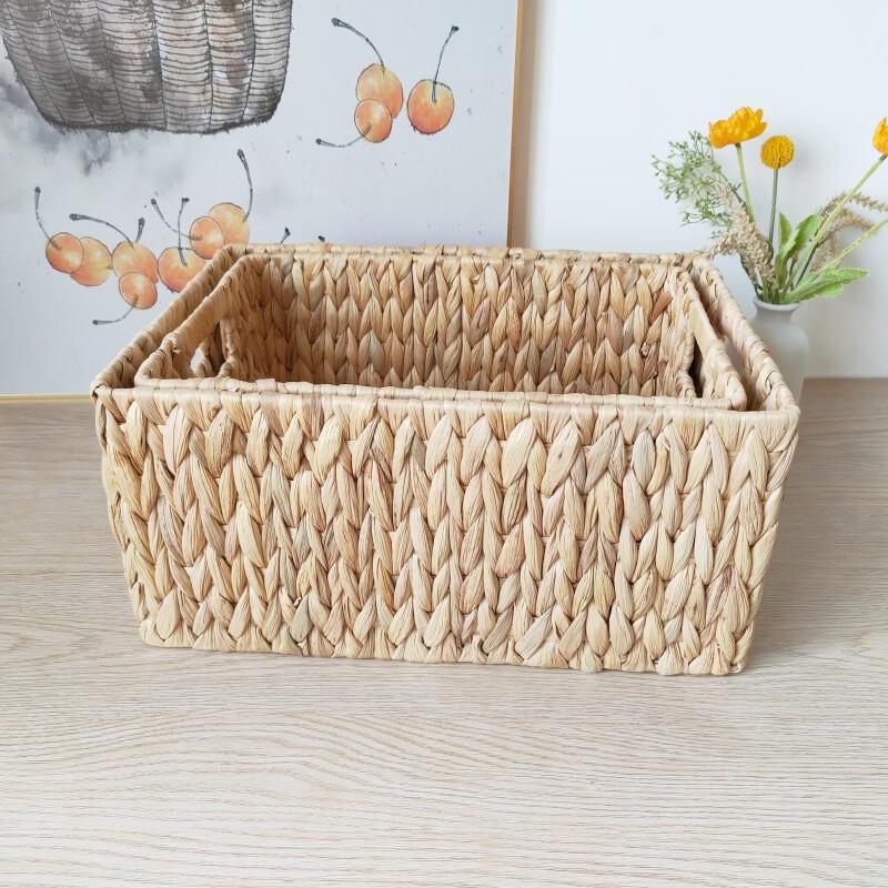 Corner Layered Water Hyacinth Woven Storage Basket Set