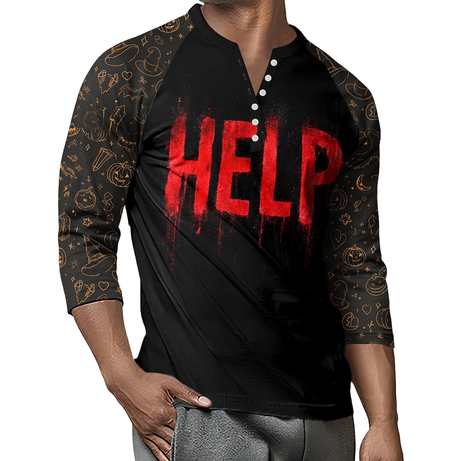 

Мужской контрастный топ реглан на пуговицах с рукавом 3/4 XXXL