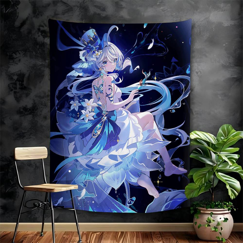 Furina Genshin Tapestry Art Printing Art Science Fiction Room Home Decor Wall Art Decor
