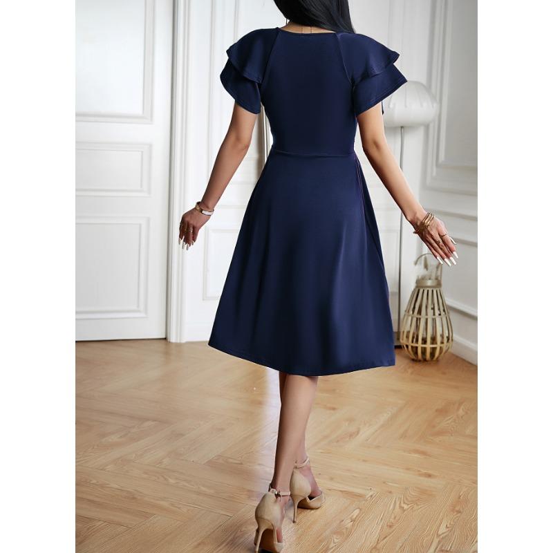 Women's Dress Summer Temperament Elegant V-neck Midi Dress