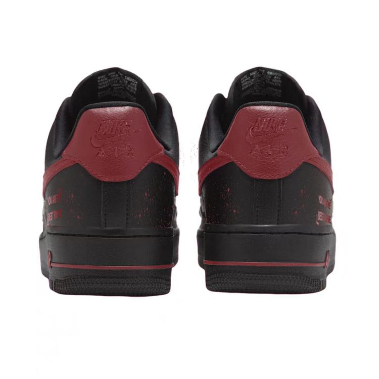 Nike Air Force 1 Abrasion Resistant Low top Skateboard Shoes Women's Black Red HQ1180-001(Team352-)