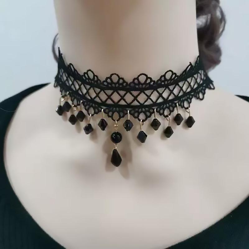 Neo-Gothic Punk Black Sexy Lace Chokers Necklace For Women Fashion Retro Clavicle Chain Halloween Collar Choker Steampunk Gifts