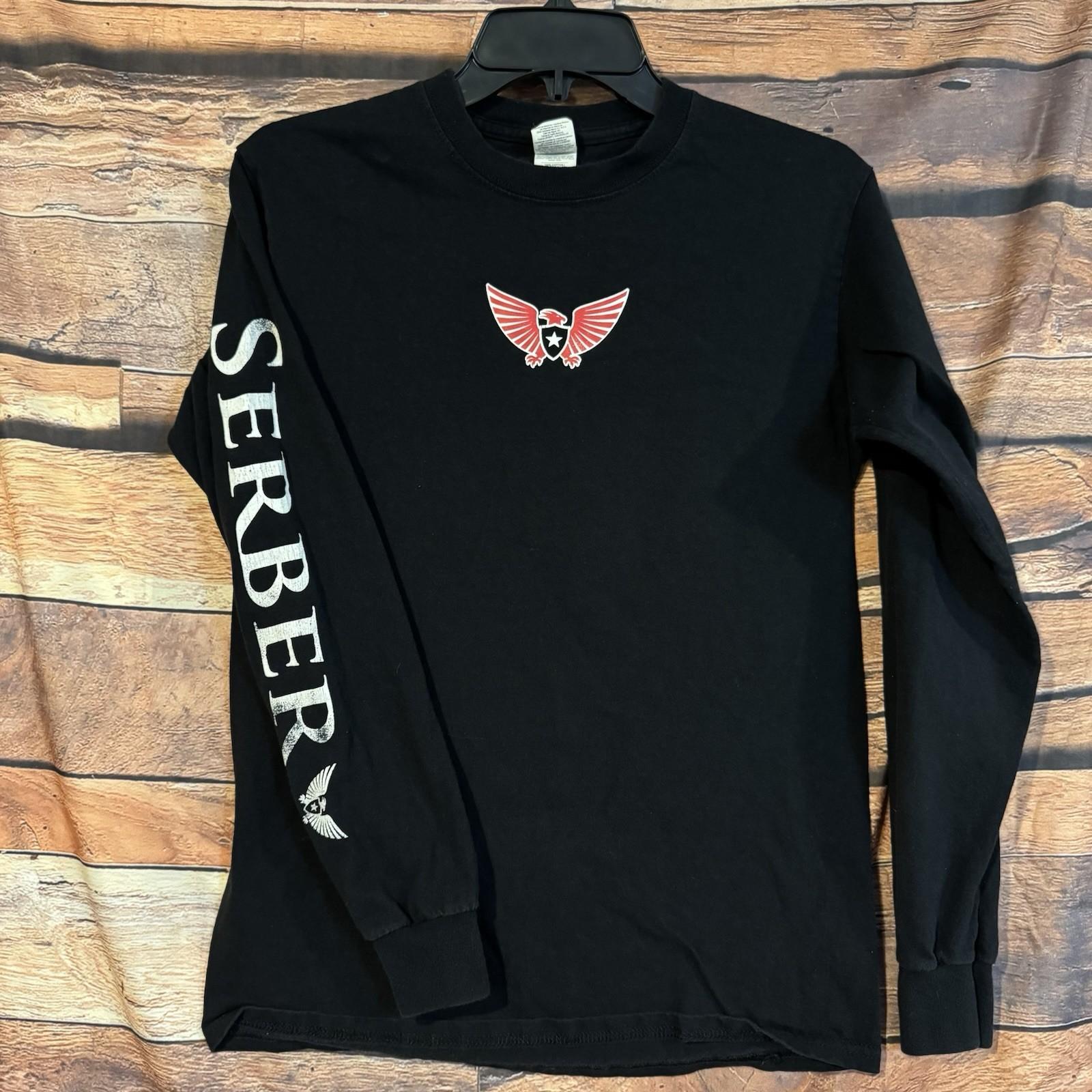 Eagle Gildan Ultra Cotton LS Hit Small Black  SERBER  Logo Graphic Tee Unisex T-Shirt M