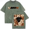 Double Sided Animal Pattern Print Vintage Washed T Shirt Oversized Cotton Aesthetic Kawaii Casual Short Sleeve Streetwear Tee