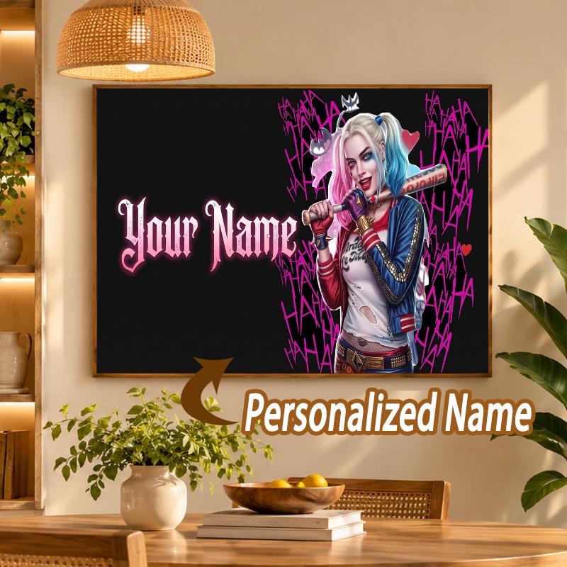 Custom Name Harley Quinn 5D Diamond Painting Personalized Full Drill Diamond Art Kit Gift