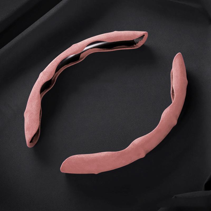 Suede Leather Steering Wheel Cover 38cm Car Steer Wheel Protector Textured Anti Slip Sweatproof Universal Decoration Accessories