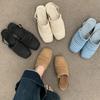 First Encounter Bohemian Style Linen Woven Breathable After Empty Bag Head Half Slippers Women'S Flat Bottom Outer Wear