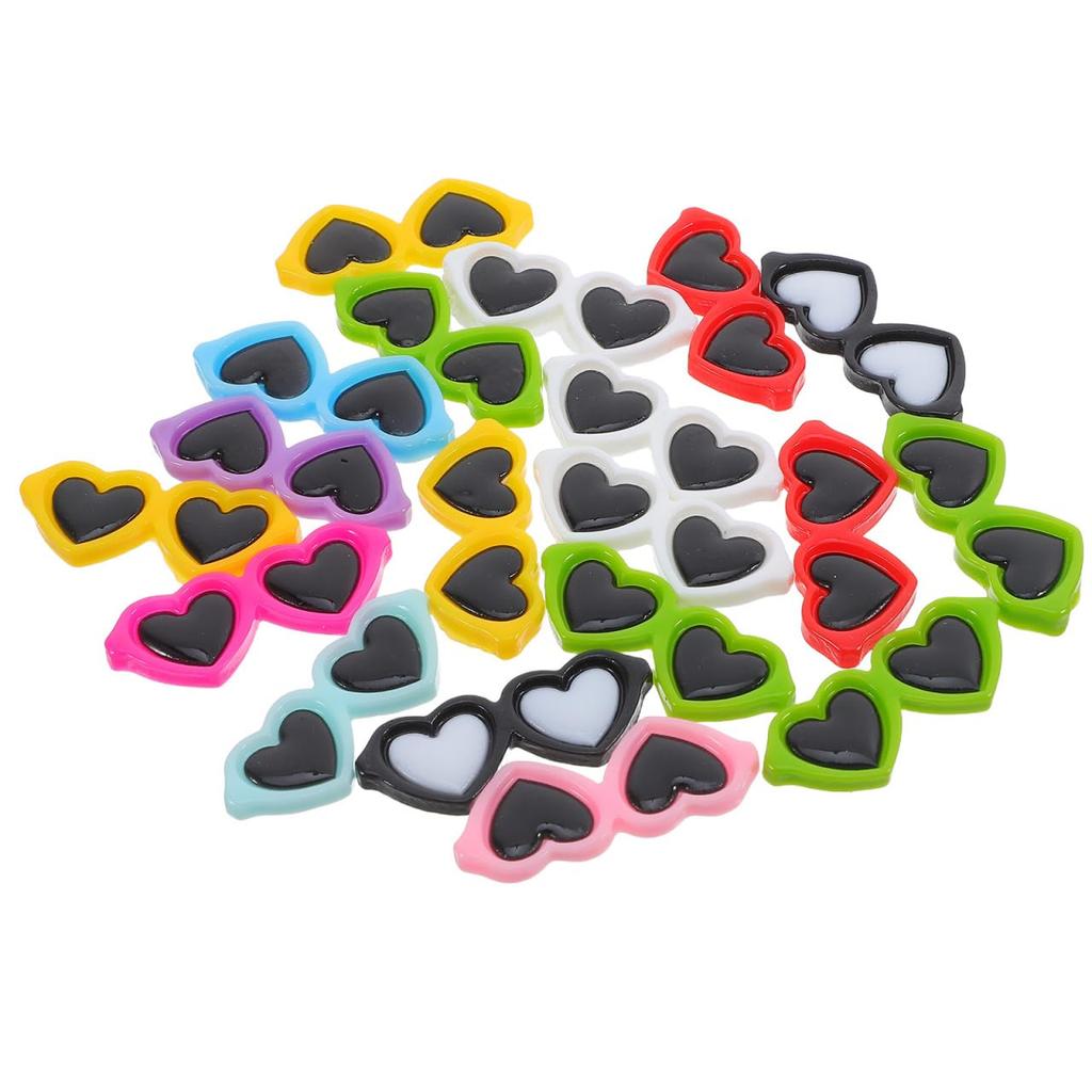 Ibasenice Set of 40 Heart Sunglasses and Eyeglasses Resin Charms and Cabochons, 4.2cm, for DIY Handmade Crafts, Smartphone Cases, Hair Accessories,