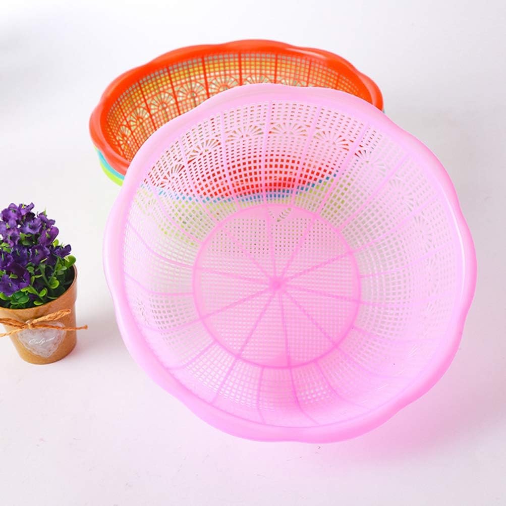 4Pcs Plastic Rice Washing Basket Set - Multifunctional Colander for Fruits Vegetables and Rice - Space-Saving Kitchen Tool - Assorted Color