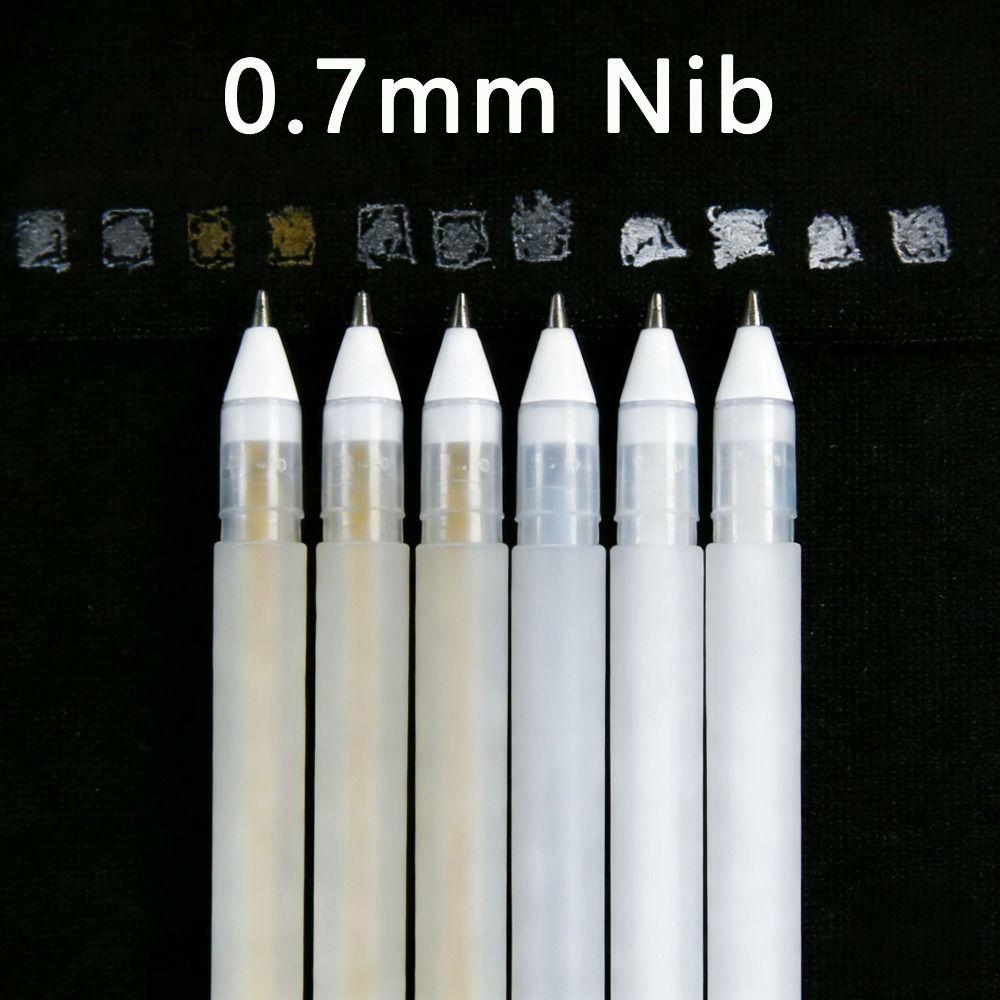 White/Gold/Silver Ink Marker Pen 0.7mm Nib Paint Marker Simple Highlighter Gel Pen  Sketching