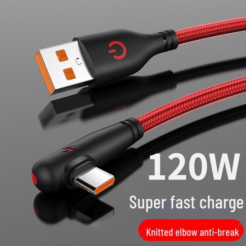 120W Super Fast Charging Braided Type-C Cable for Huawei Honor 6A