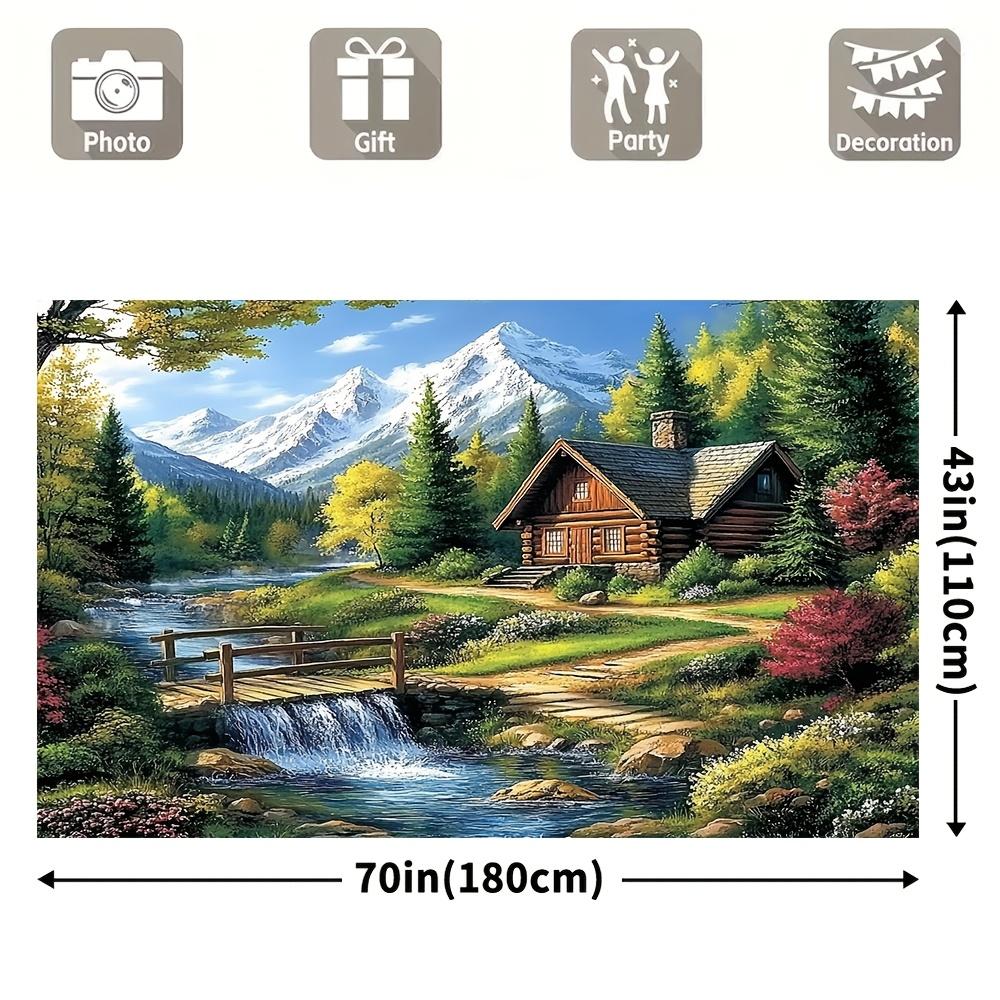 1Pc Elegant Forest Scenery Tapestry - Durable Polyester, Multiple Sizes (39X59In To 70.8X90.5In) - Ideal For Christmas Decor And