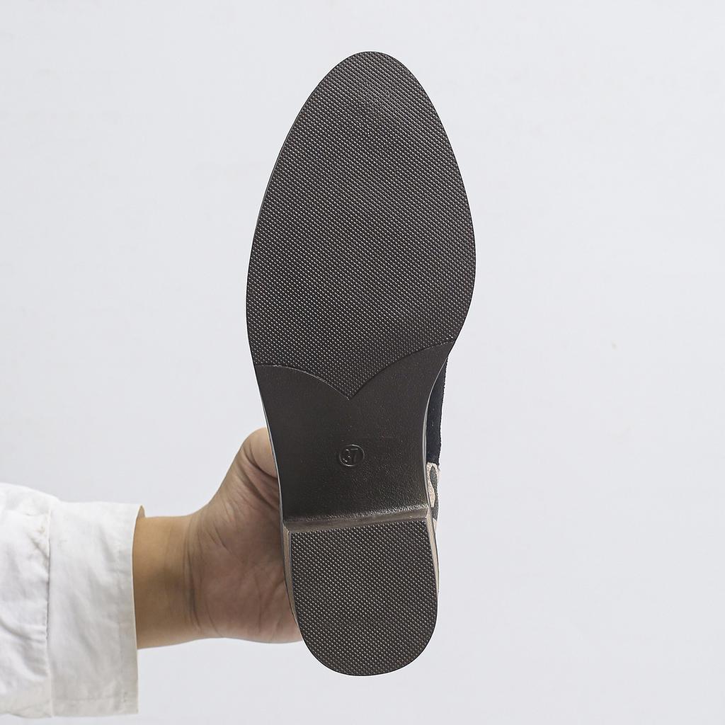 Aphixta 5cm Square Heel Lepoard Ankle Boots Pointed Toe Side Zip Women Boots Lady Footwear Women Autumn Winter Boots Size43 Shoe