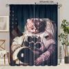 2pcs - Space cat pattern printed curtains   pole bag curtains   bedroom and living room   home decoration   room decoration