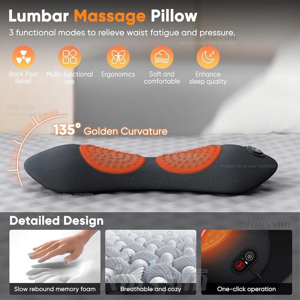 Back Pillow Bed Sleeping Waist Protection Pad Lying Flat Waist Relief Waist Support Heating Vibrating Electric Massage Pillow