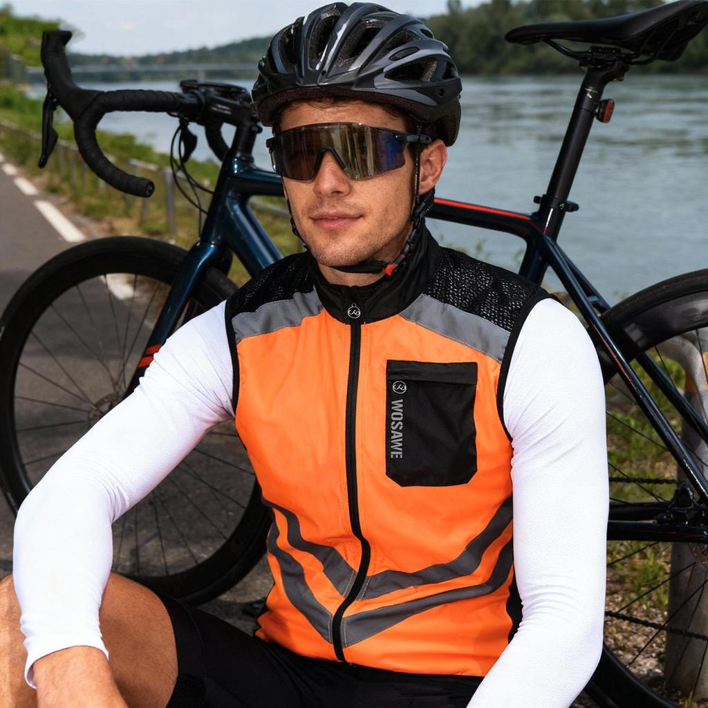 WOSAWE Fahrradweste, ärmellos, winddicht, reflektierende Kleidung