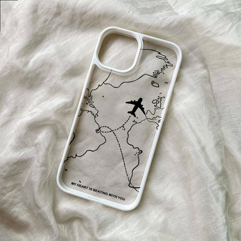 New Travel-nspired Airplane Route Design Phone Case For iPhone 16 15 14 13 12 11 Pro Max Mini 7 8 Plus X XR XS shockproof Cover