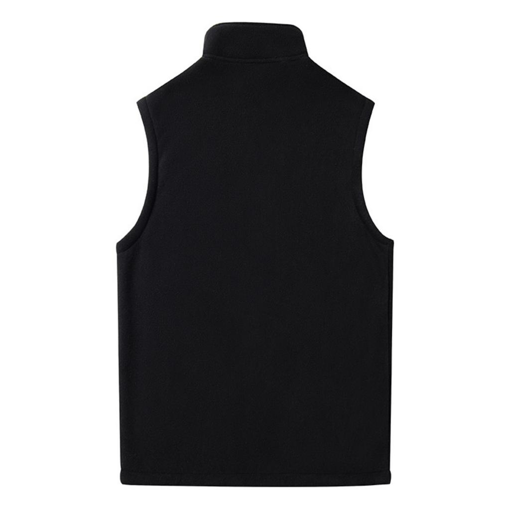 Men's Casual Solid Color Double-sided Fleece Zipper Vest, Men's Stand-up Collar Fleece Vest