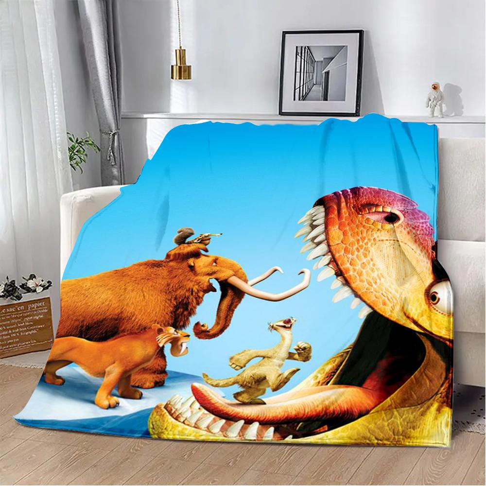 Printed Blanket Picnic Blankets Cartoon Ice Age Warm Blanket Soft and Comfortable Blanket Home Travel Birthday Gift