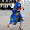 Fashion Overcoat Geometric Pattern Lapel Design Long Length Spring Coat for Outdoor