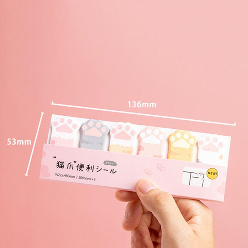 1 Piece Kawaii Stationery Cartoon Cat Paw Memo Pad Bookmark Flags Index Tab Sticky Notes Label Paper Stickers