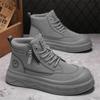 2025 nya höga sneakers höst och vinter plattform vardagliga sportskor retro läder verktygsstil herrskor student