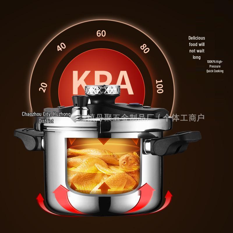 304 Triple-Layer Steel Thick Pressure Cooker - Large Capacity, Explosion-Proof Design for Gas and Induction Cooking
