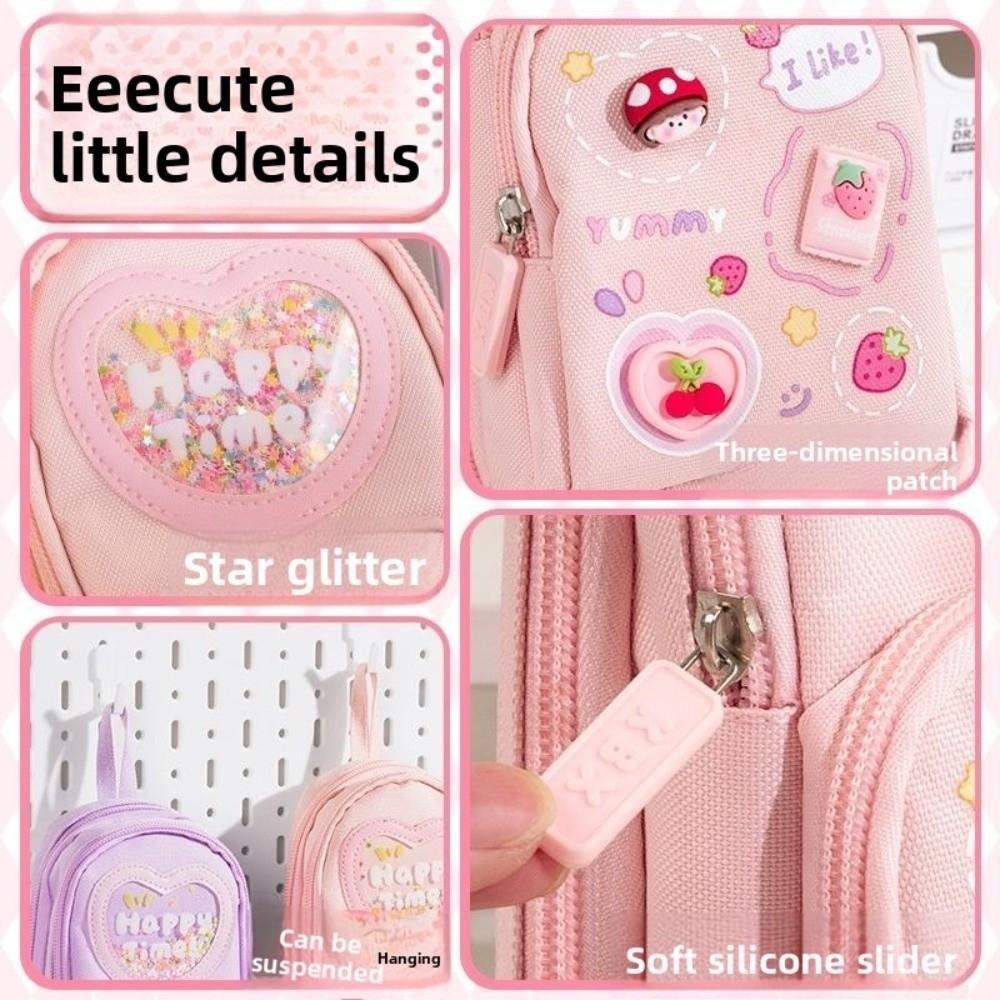 6 Pockets 3 Layers Pencil Case Cute Organizer Storage Bag Backpack Shape Cartoon Pen Box  Girls