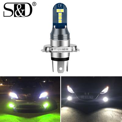 Faro LED para motocicleta H4 de 1600Lm, 6W, blanco, verde, haz alto/bajo, bombilla led para moto, Scooter, ciclomotor, CC de 12V, 1 ud.