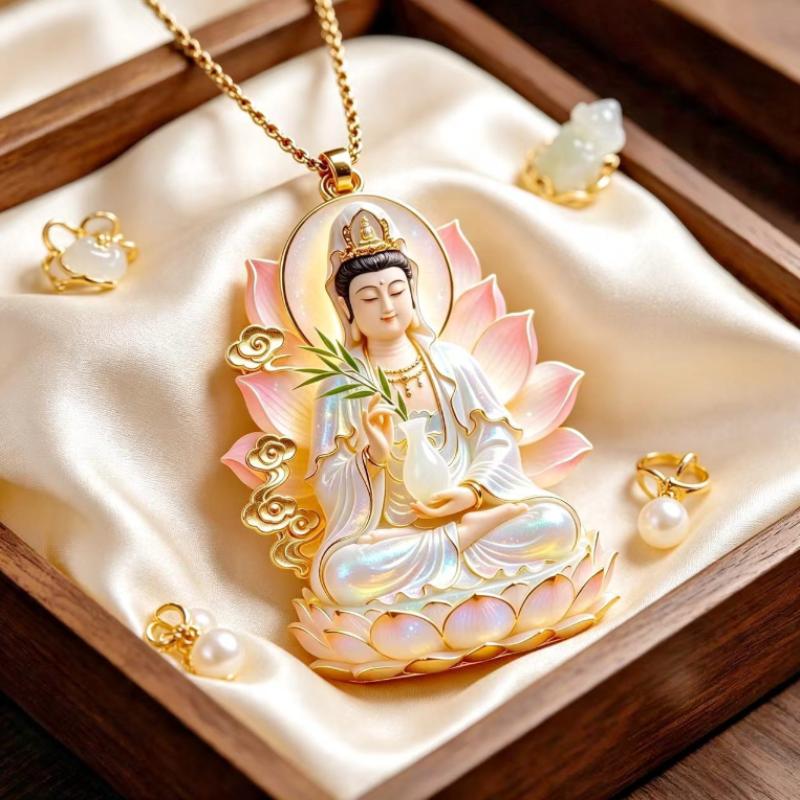 Ethnic Imitation Jade Pendant Necklace Chinese Vintage Charm Jewelry For Men Women Daily Outfit Festival Gift Use