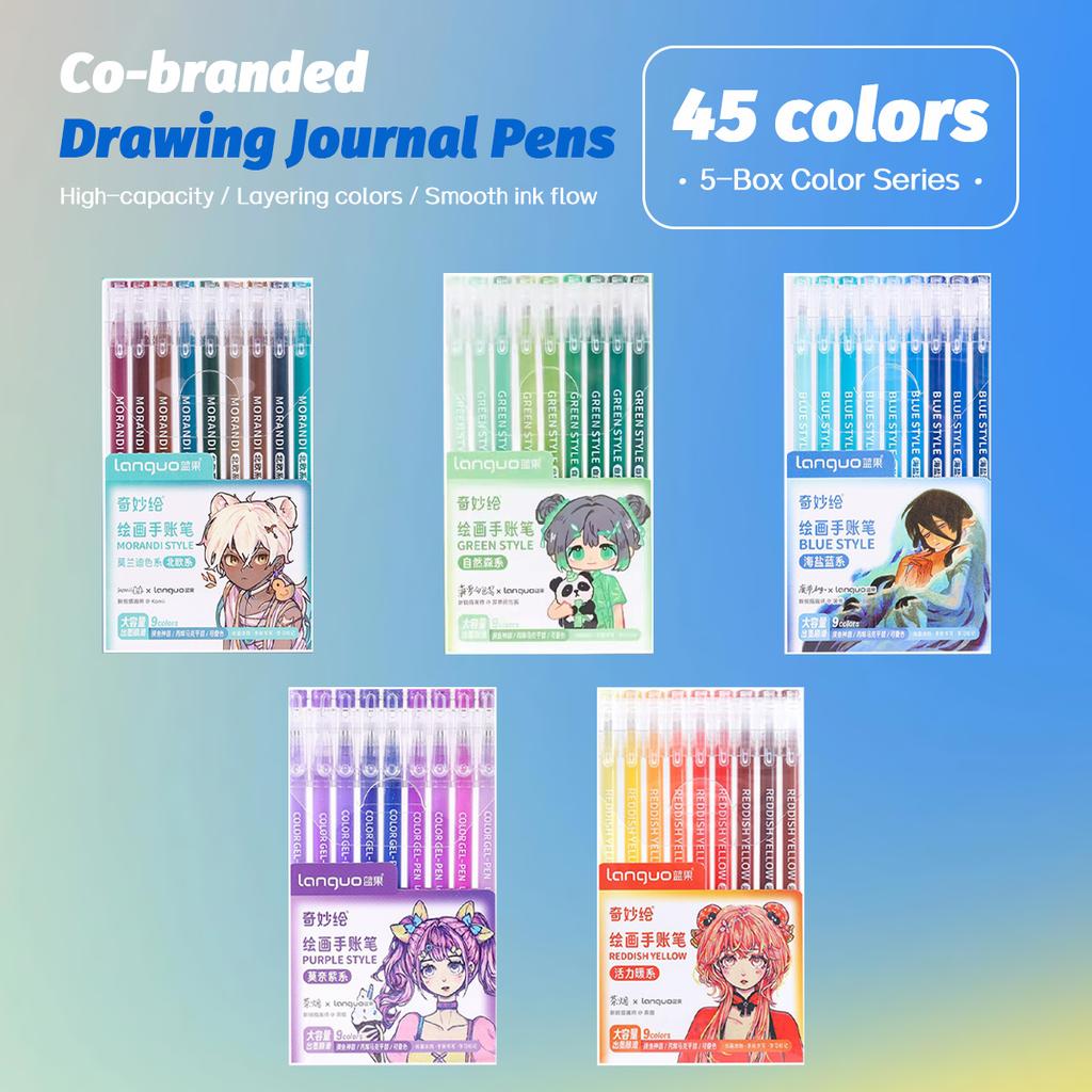 6/9pcs Set Languo Morandi Gel Pens 0.5mm Kawaii Pastel Set for Students Diary Scrapbook Painting & Drawing Pen School Supplies
