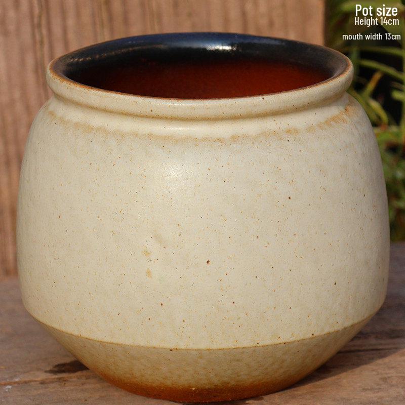 Handmade Medium-Sized Ceramic Pot with Feet – Succulent Planter in Breathable Colored Glaze Coarse Pottery.