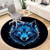 1pc Wolf Head Chair Carpet for Office, Round Non-Slip Durable Large Size Office Carpet, Suitable for Office, Beautiful Decoration