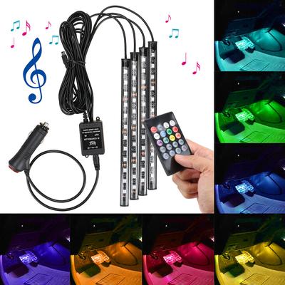 24/36/48/72 LED LED Car Foot Light Automotive Interior Decorative Lights Remote/Voice Control Atmosphere Lamp Ambient Lamp