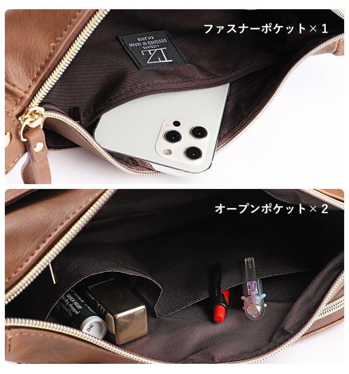 Lizdays Wallet Shoulder Crossbody Bag, Pochette, Women's, Multi-Storage (Black)