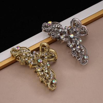 Accessori per Capelli Europei e Americani Fermaglio a Pinza Vuoto Retrò Fermaglio per Capelli Floreale con Strass da Donna Fermaglio per Capelli Floreale con Strass da Donna