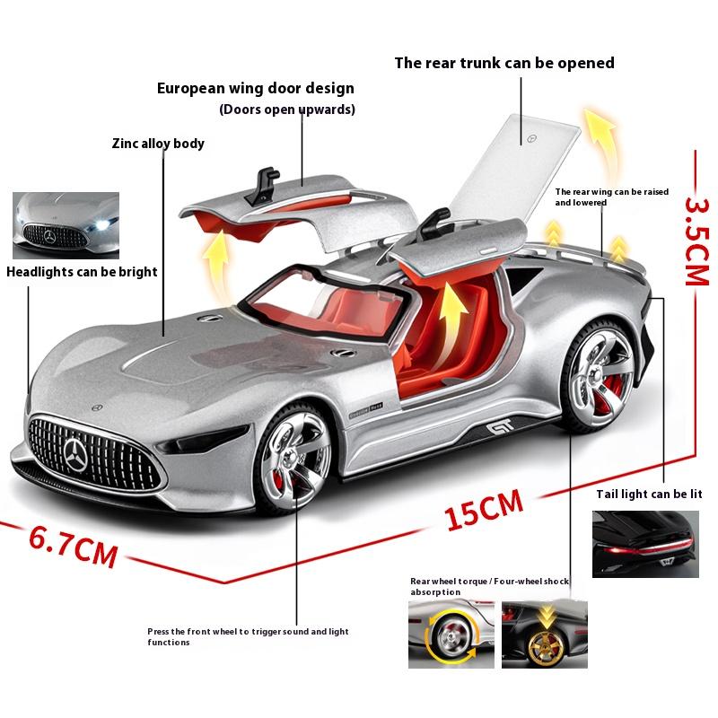 1/32 Mercedes-Benz AMG Vision GT Sportwagen Modell Simulation Sound und Licht Desktop Ornament Kinderspielzeug Jungengeschenk
