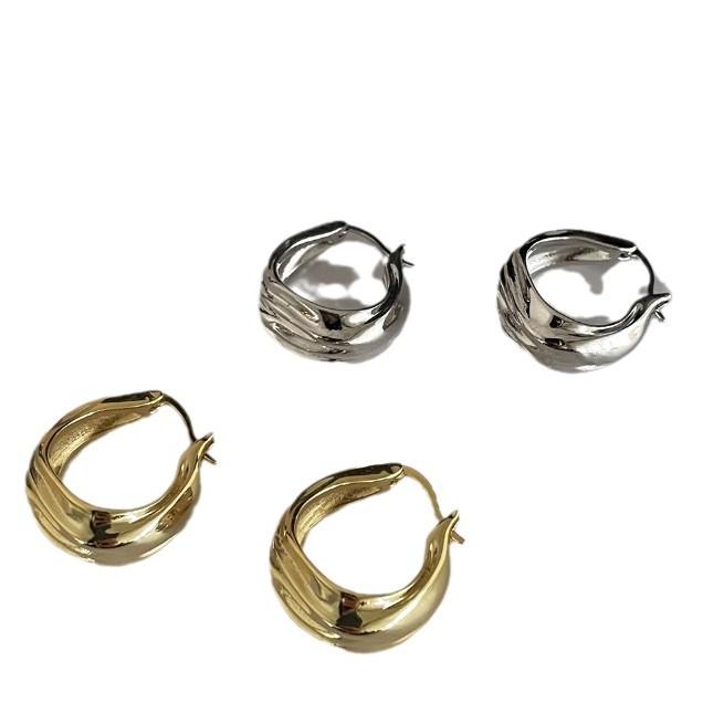 Vintage Irregular Pleated Earrings Female Lava Earrings Temperament Niche Design Sense Ins Wind Elegant Simple Lightweight Minimalist Hoop Earrings