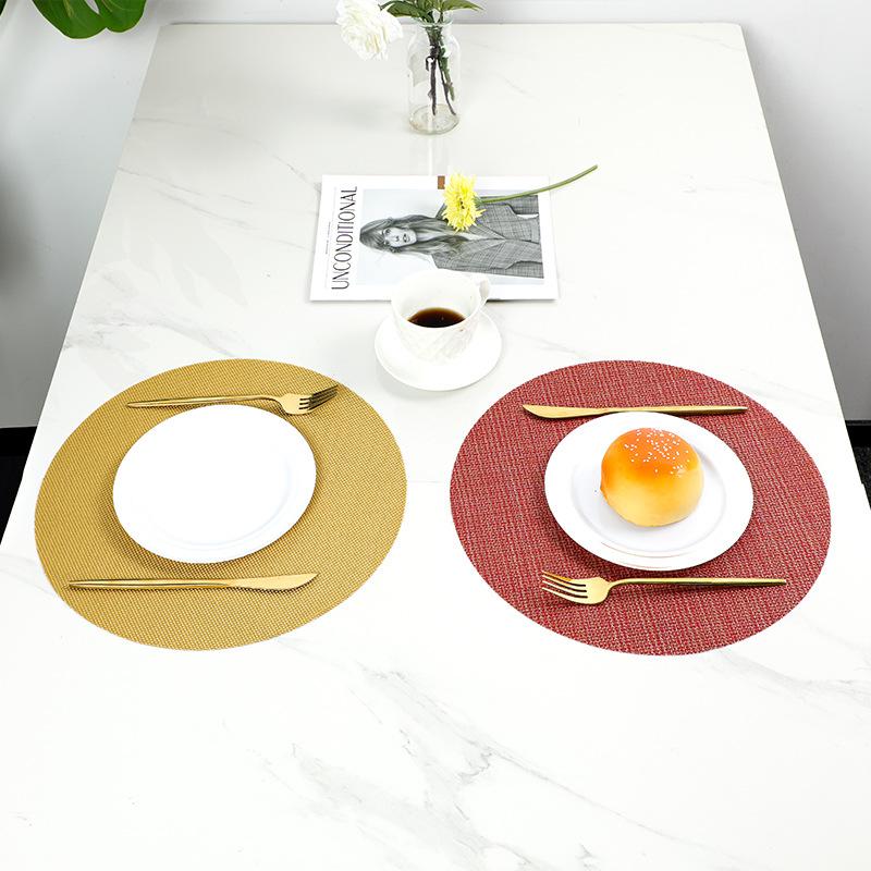 Kitchen Insulation Non-slip Mat Decorative Coaster 11cm Round PVC Placemat Teslin Hotel Western Mat