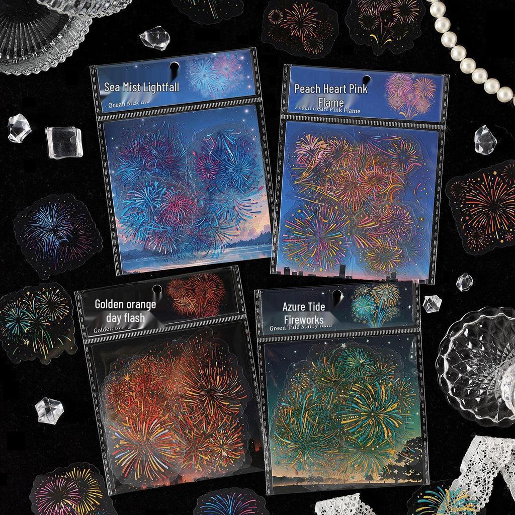Fireworks Themed Sticker Pack: Dark Shadow Phantom Series – 15 Sheets for Journal Decoration