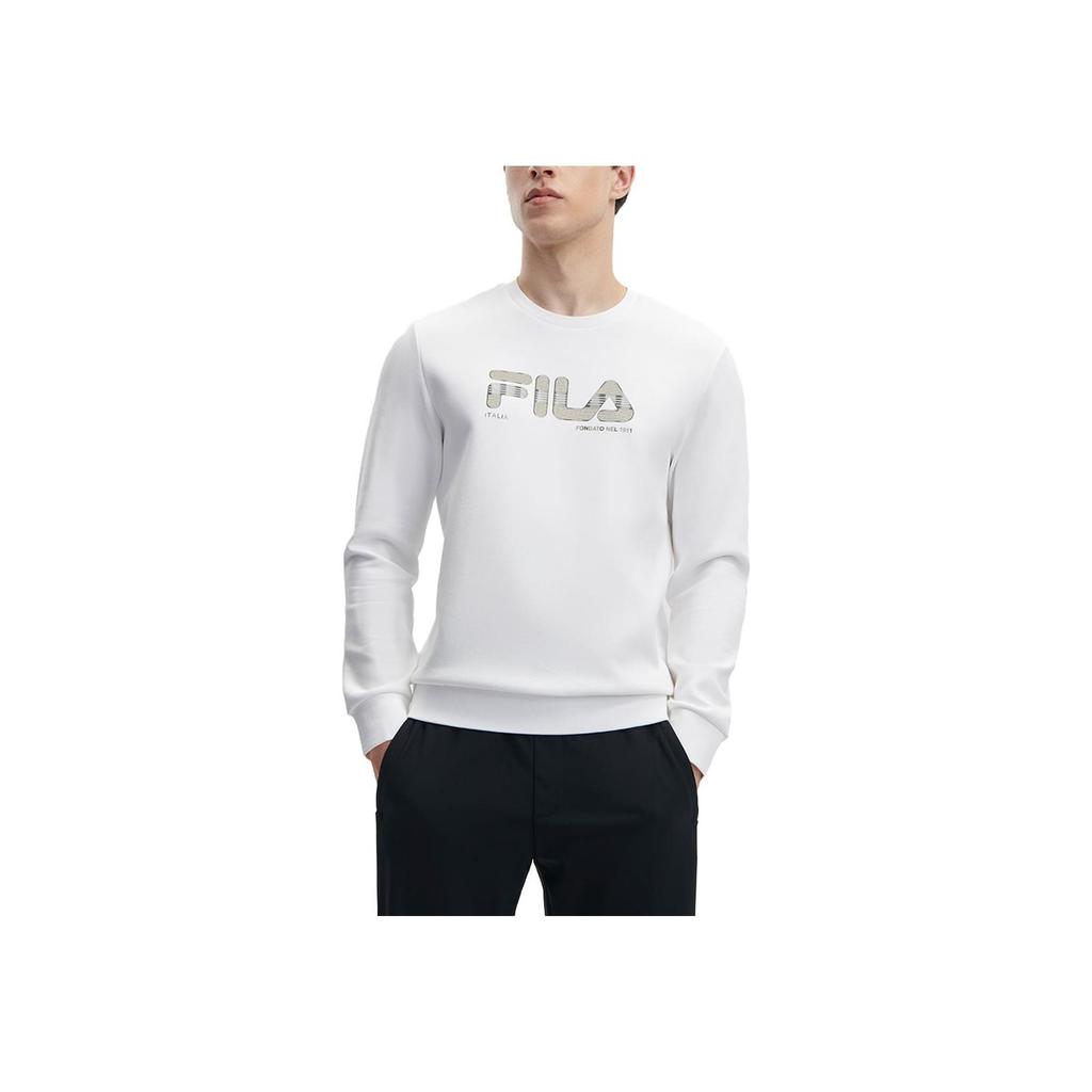 Fila Letter Logo Printed Crewneck Sweatshirt Men Sweatshirt Standard-White F11M342211F-WT