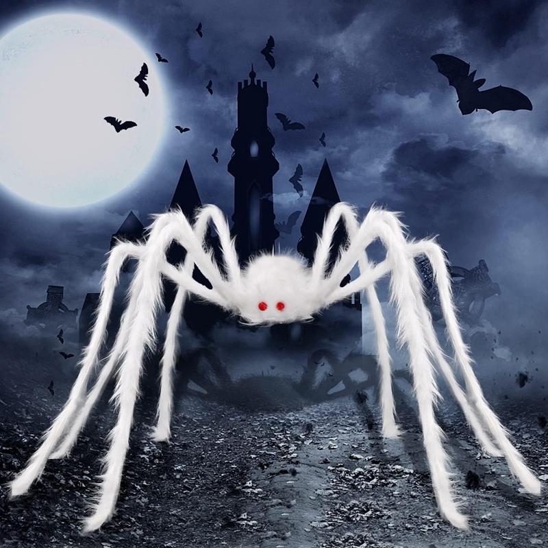 49Inch Large Halloween Spider Black Soft Realistic Spider Scary Props for Halloween Party Home Outdoor Yard & Indoor Decoration